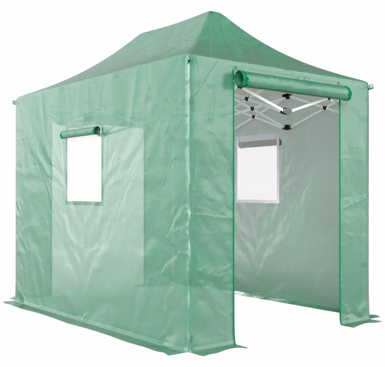 Serra pop-up pieghevole con finestre e porte | Colore: verde, bianco | Dimensioni: 200x300x270 cm
