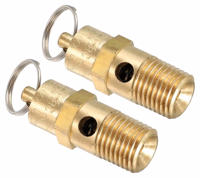 Valvola di sicurezza da 1/4" NPT, confezione da 2, pressione massima di 200 PSI, per compressore d'aria