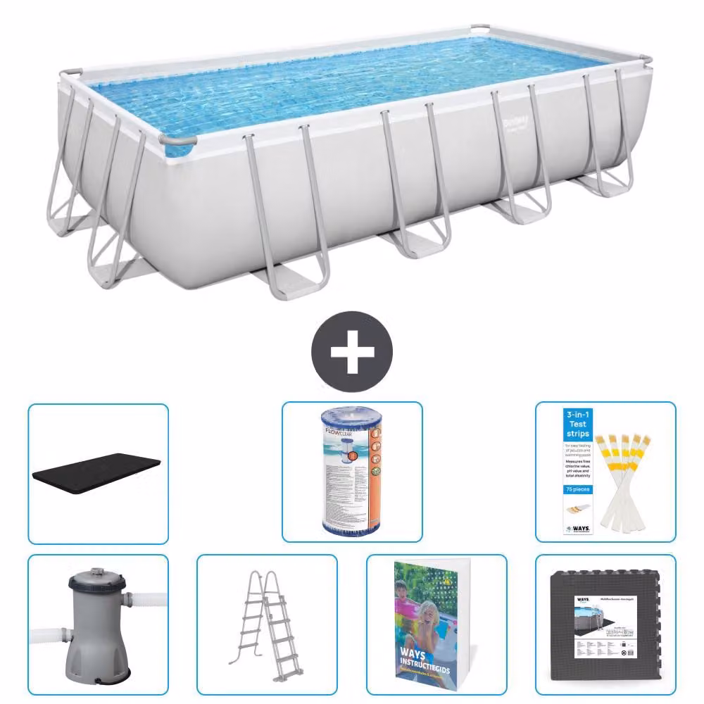 Bestway Power Steel, piscina rettangolare - 488x244x122 cm - composta da 6 parti, modello S563