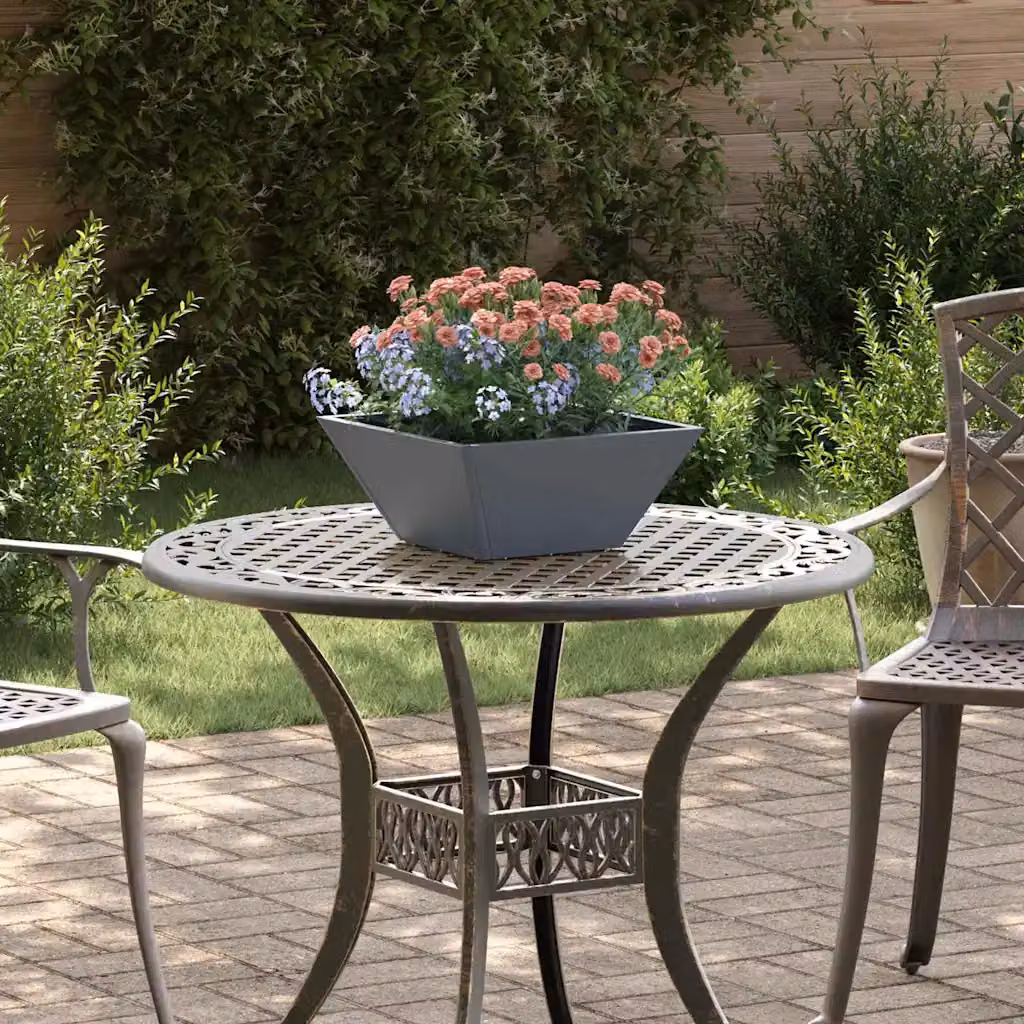 Set di 5 vasi da giardino vidaXL in acciaio, colore antracite, L: 35 cm, P: 35 cm, H: 15 cm