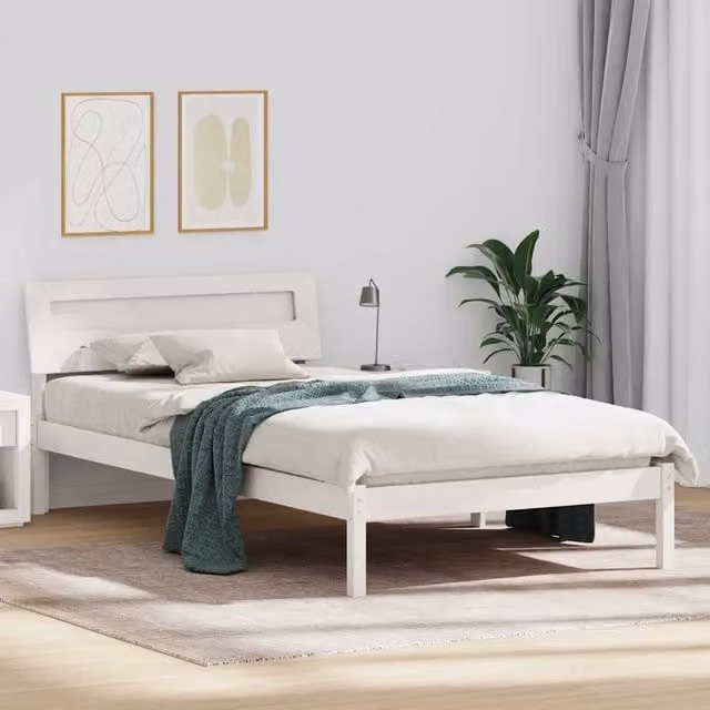 Struttura del letto-Giroletto-Rete del Letto Bianco 100 x 200 cm Pino massello 472702