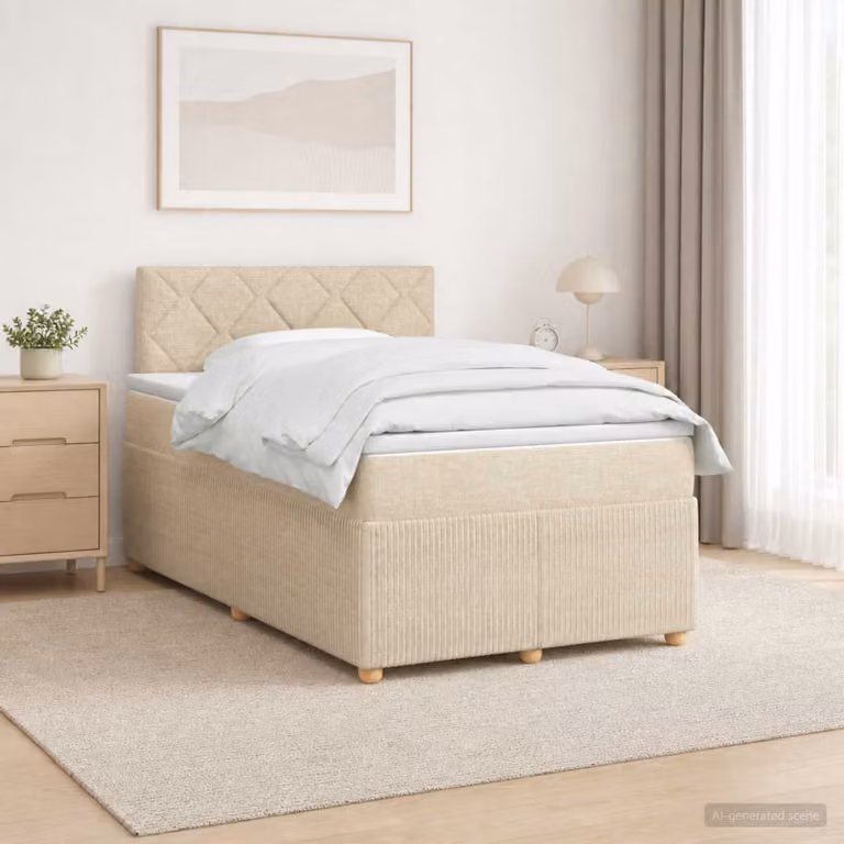 Letto box spring ibrido vidaXL con materasso a molle insacchettate, struttura in legno e tessuto, L/P: 200 x 120 cm, multicolore