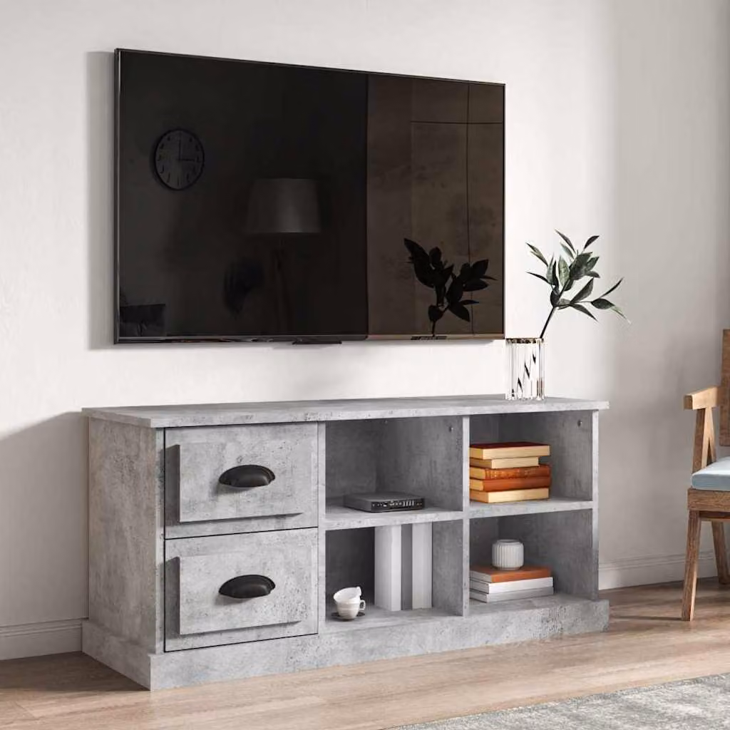 Mobile TV vidaXL moderno in legno e MDF grigio cemento L: 102 cm, P: 35,5 cm, H: 47,5 cm