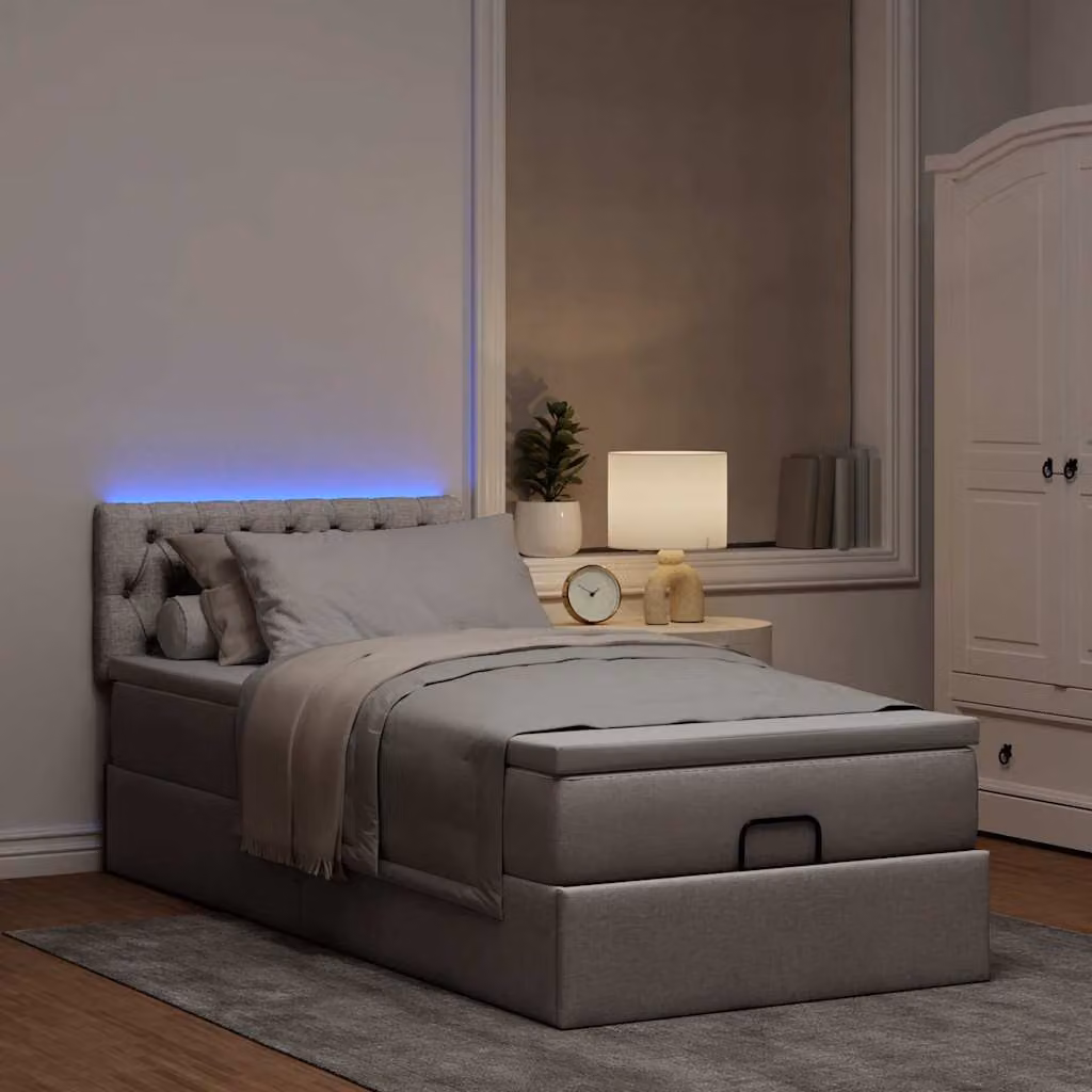 Maison Exclusive - Letto ottomano con materasso e LED taupe 90x200 cm tessuto