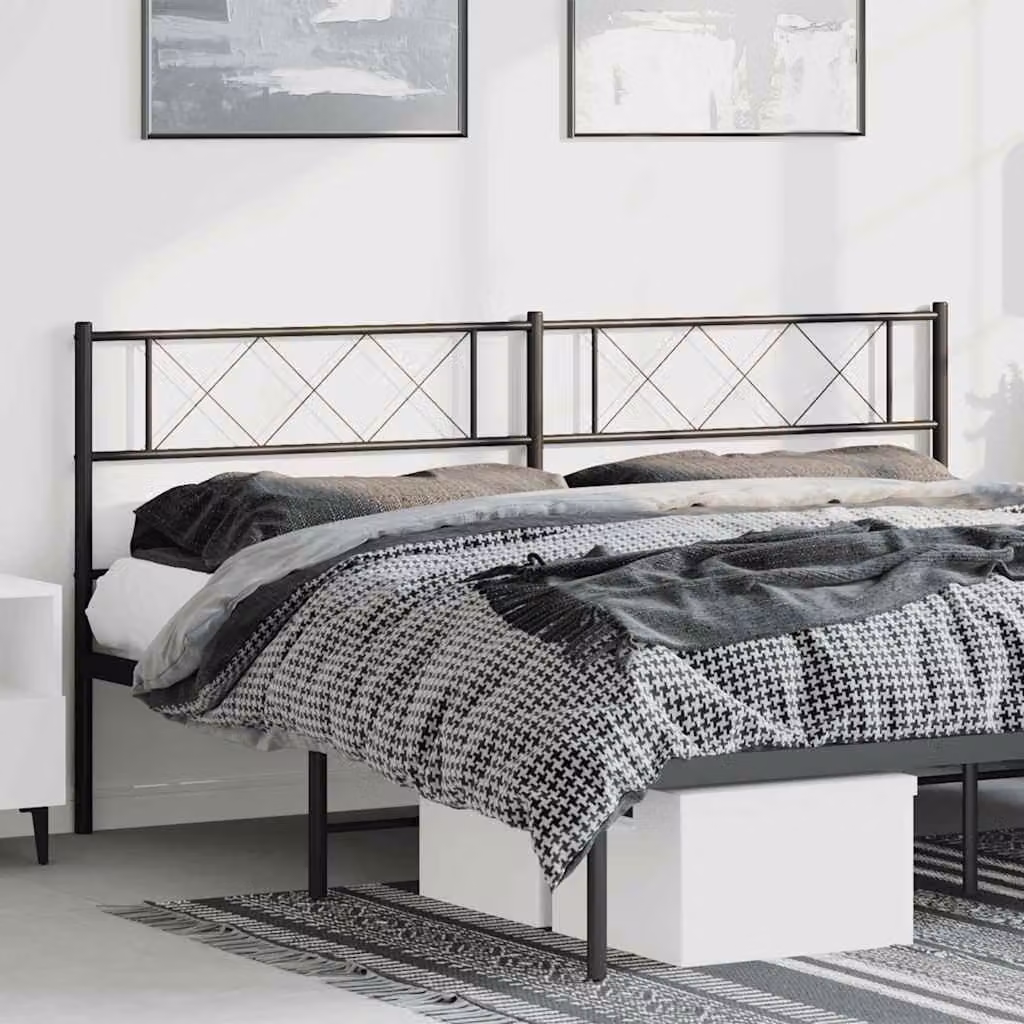 Testiera di ricambio in metallo nero lacca vidaXL per letto 180x200 cm