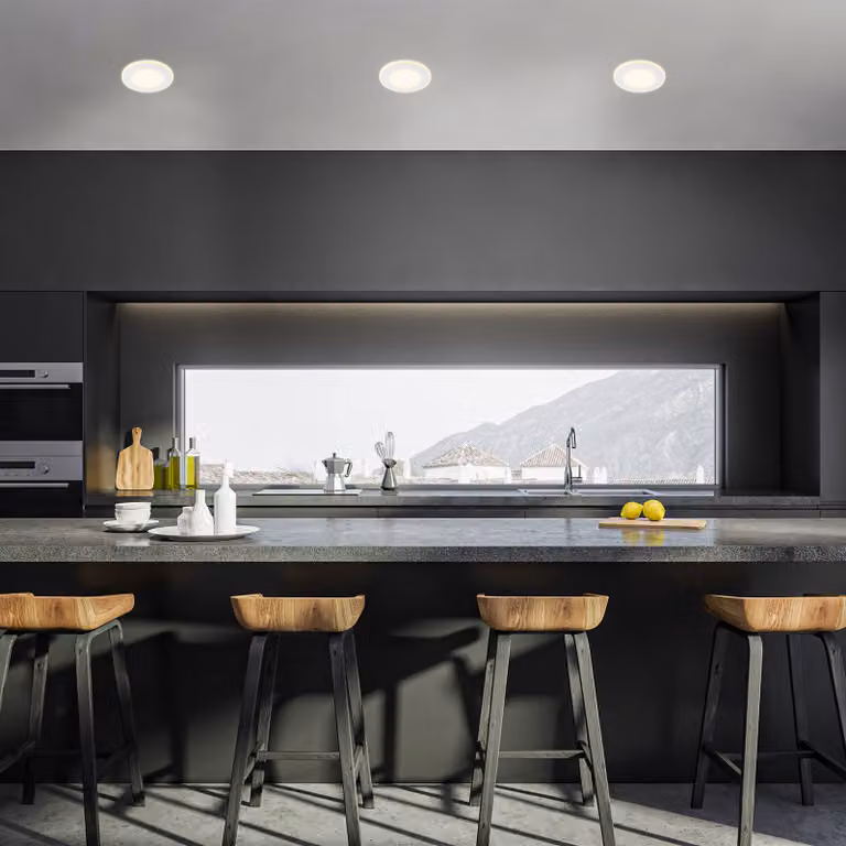 Briloner Luci LED da incasso Gima, bianche, 3.000 K, set 3 pezzi dimmerabile, Bianco / Opale, Soggiorno / Sala da pranzo, Plastica, Moderno