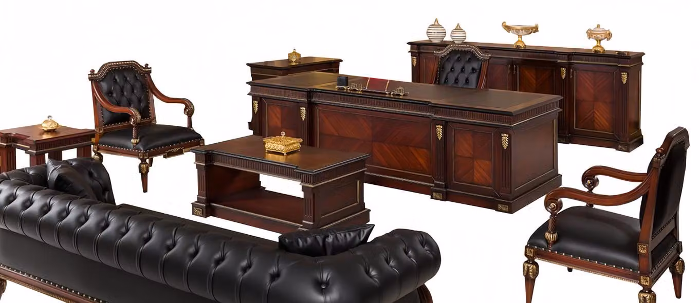 Luxuriös Büromöbel Arbeitszimmer Sessel Sofa Couchtisch Schreibtisch Holztisch