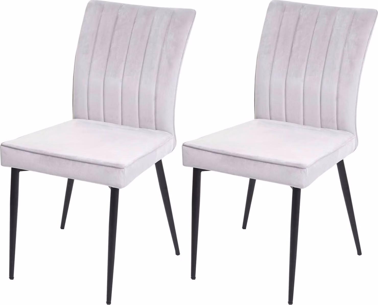 set di 2 sedie per sala da pranzo HWC-K16, sedia da cucina, metallo vellutato ~ grigio chiaro