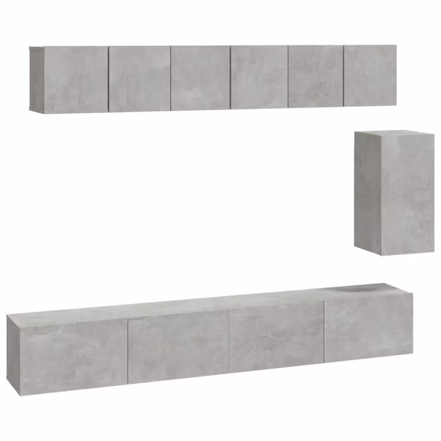 Set di Mobili Porta TV 6 pz | Armadietto TV | Mobile Porta TV Grigio Cemento in Legno Multistrato