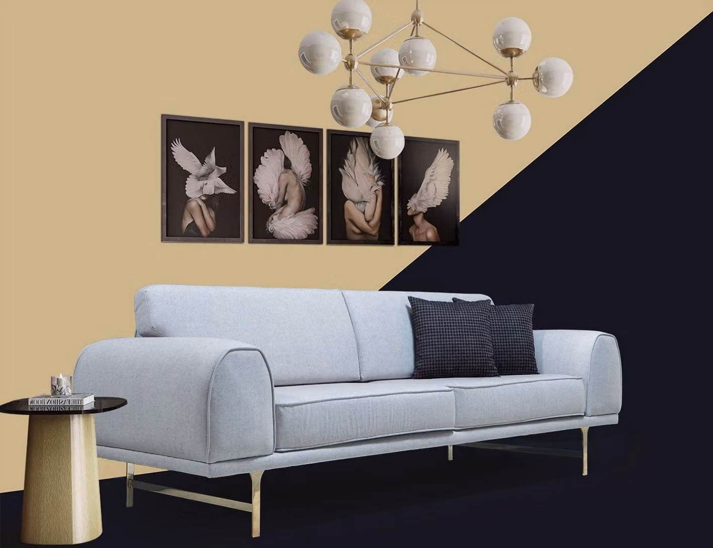 Grauer Moderner 3-Sitzer Designer Wohnzimmer Couch Luxus Polstersofa