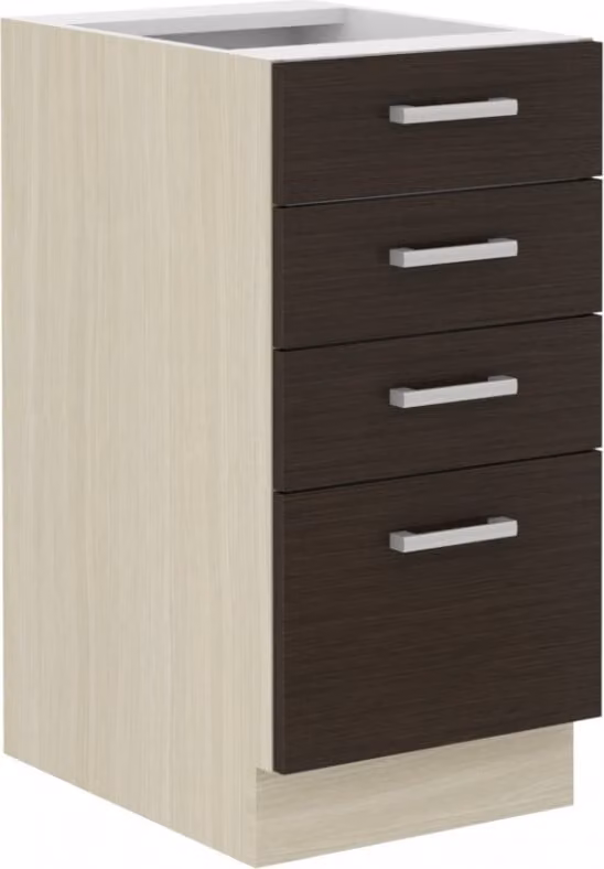 Armadietto da cucina con cassetti CHRYSI - larghezza 40 cm, rovere ferrara / legano scuro