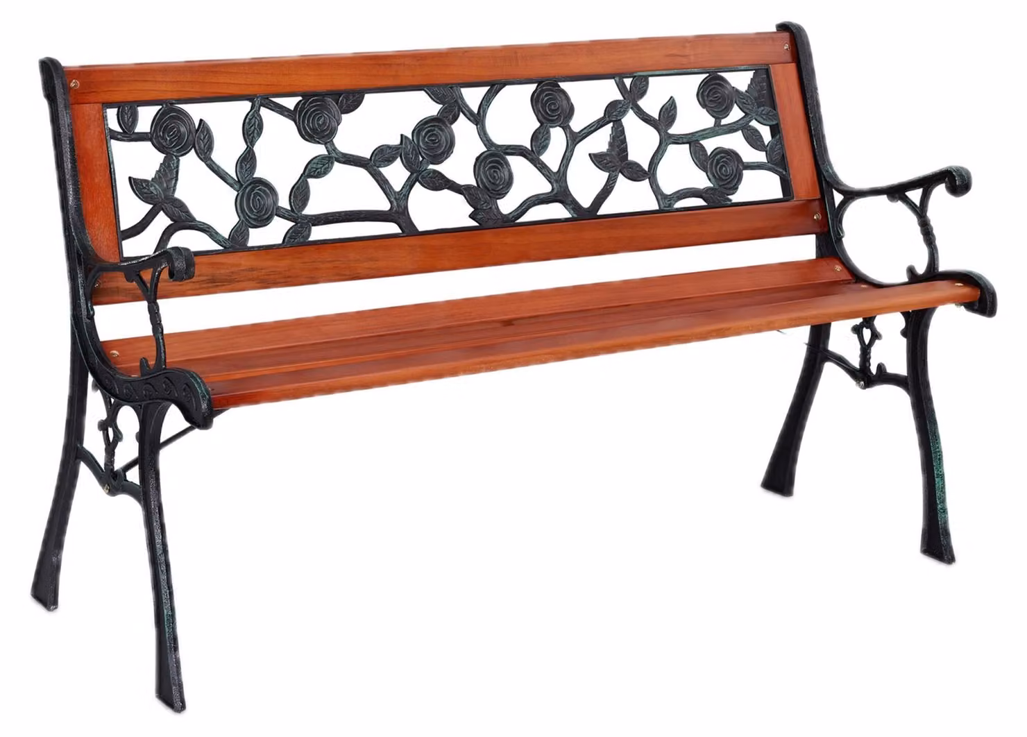 panca da giardino relaxdays 10036070_0 metallo rosso-marrone/nero 125,0 cm