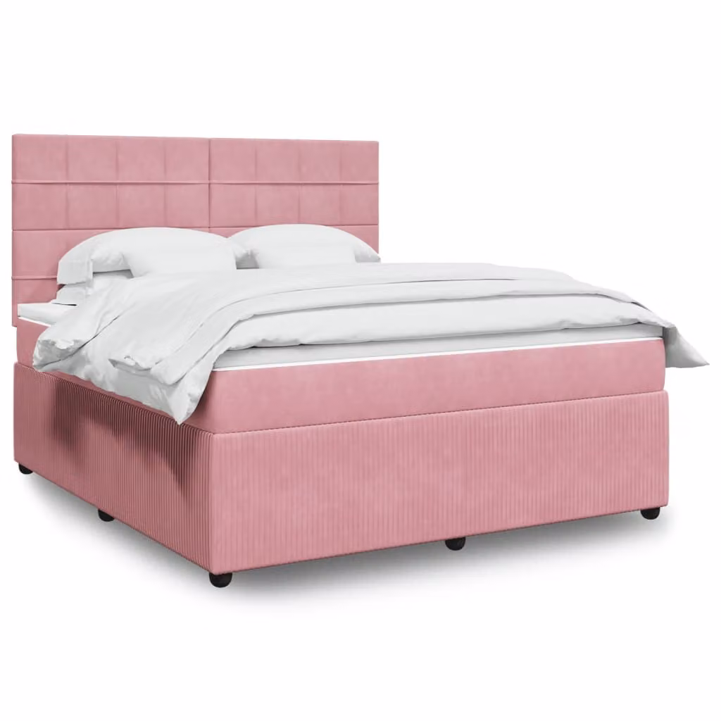 Maison Exclusive - Giroletto a Molle con Materasso Rosa 180x200 cm in Velluto