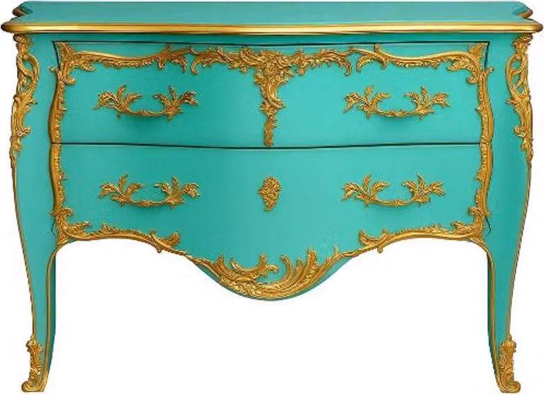 Casa Padrino Cassettone barocco a 2 cassetti verde menta/oro antico - Cassettone artigianale in legno massiccio in stile barocco - Mobili barocchi artigianali - Nobile & Magnifico