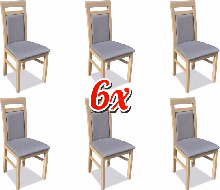 Garnitur Holz Lehn Polster Stühle Esszimmer Textil Set 6x Sessel Stuhl Gruppe