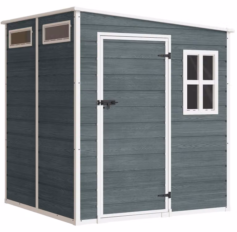 Capanno per attrezzi di 2,89 m² con 3 finestre e serratura | Colore: Grigio | Dimensioni: 182x182x196 cm