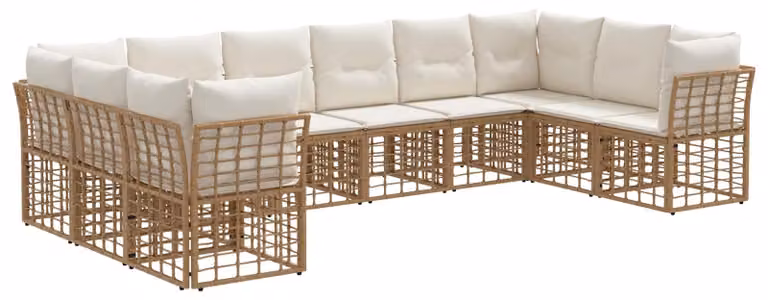 Set di divani da esterno Naturale e Bianco Crema Poliestere