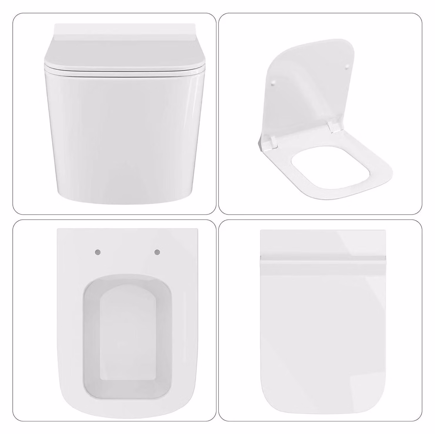 WC sospeso - WC a sospensione - Design senza bordo - Doppio scarico 3–6 l - Sistema di scarico Siphonjet - Attacco a P - Sedile con chiusura ammortizzata - Coperchio ultrasottile