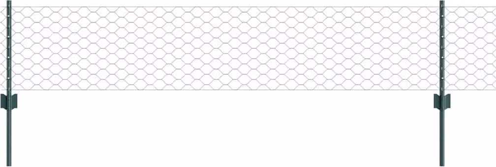 Recinzione esagonale con pali, 10 x 0,4 m, acciaio rivestito in PVC