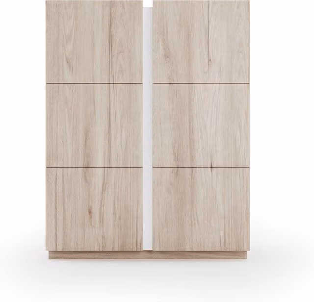 Scarpiera Herdasa effetto rovere chiaro, dettaglio bianco 122x95x35