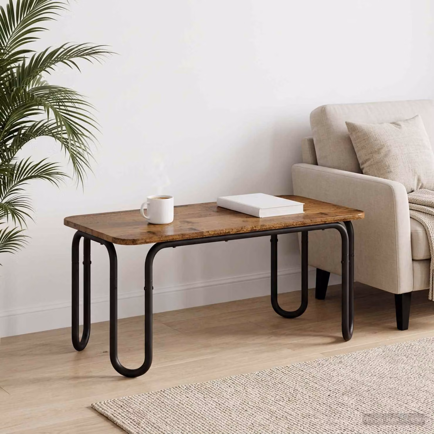 vidaXL Tavolino da salotto moderno in legno marrone L: 100 cm, P: 50 cm, H: 45 cm