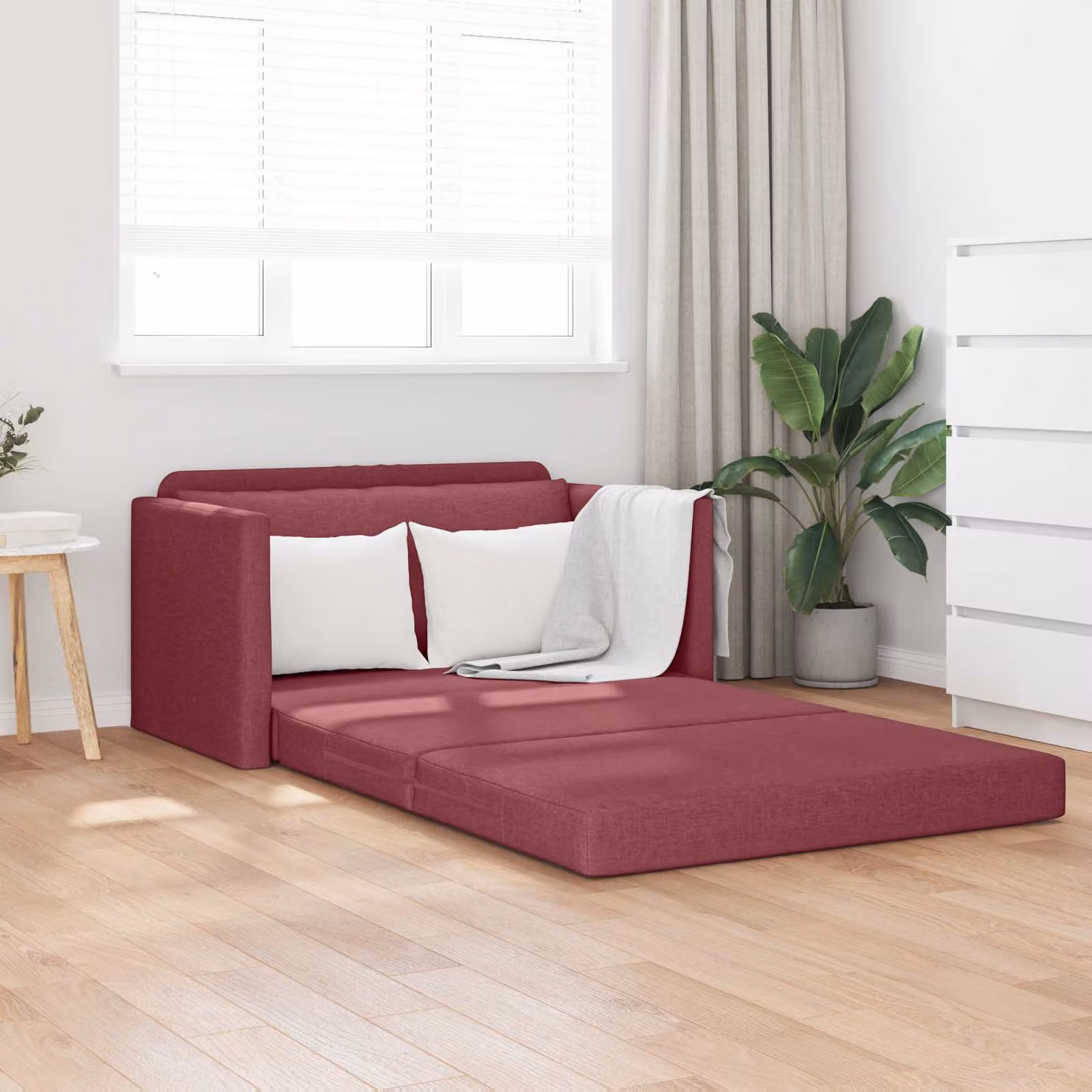 Divano letto vidaXL in tessuto rosso per il tuo soggiorno L 124 x P 71 x H 78 cm