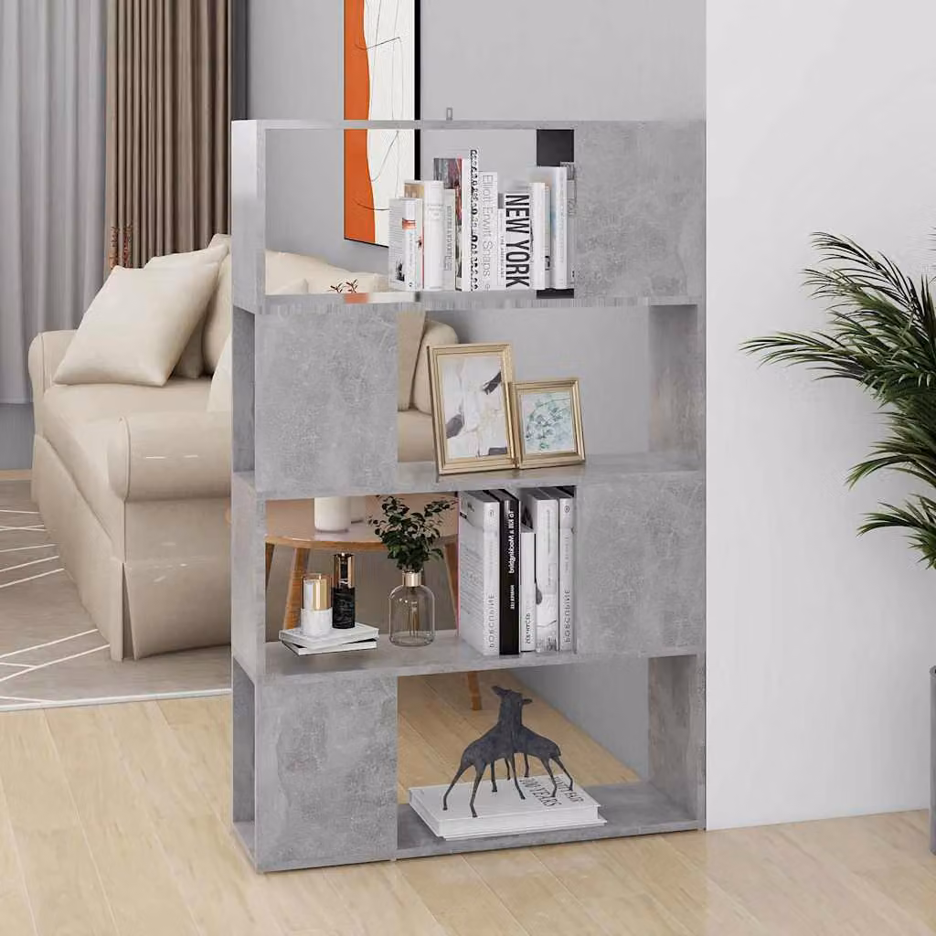 Libreria/Divisorio vidaXL Grigio Cemento in MDF, L 80 cm x P 24 cm x H 124,5 cm