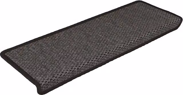 Set di 15 tappeti autoadesivi per scale DESIGN IN con aspetto sisal, antiscivolo e fonoassorbenti, colore antracite, L: 65 cm, P: 21 cm, H: 5,3 cm