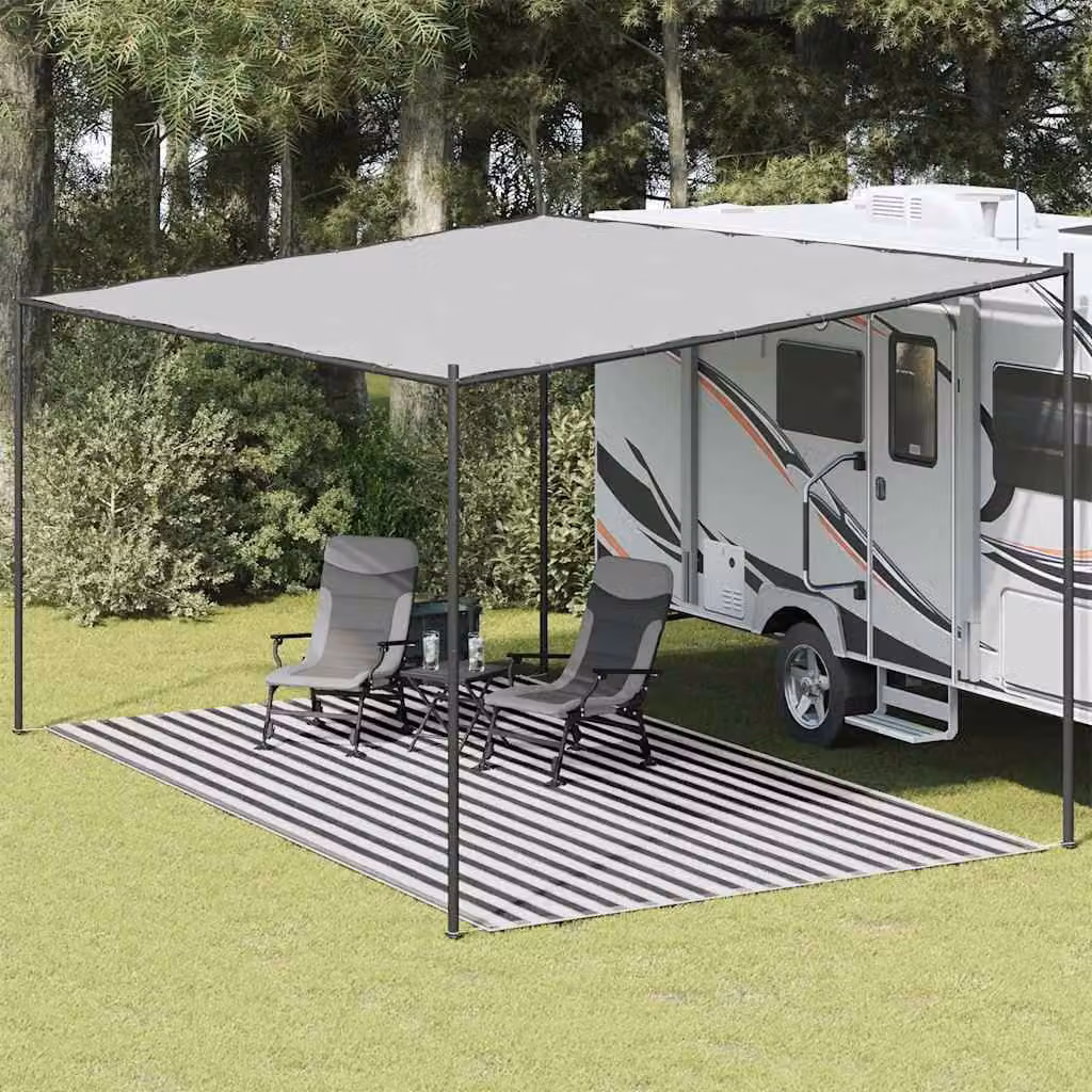 Tappeto da esterno vidaXL a righe moderno, antracite e bianco, L: 500 cm, P: 300 cm