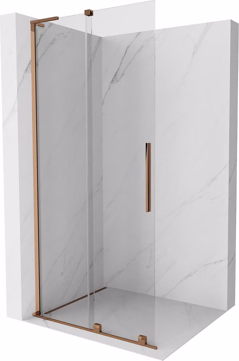 Mexen Velar L Parete doccia scorrevole Walk-in 90 x 200 cm, trasparente 8 mm, oro rosa - 871-090-003-03-60