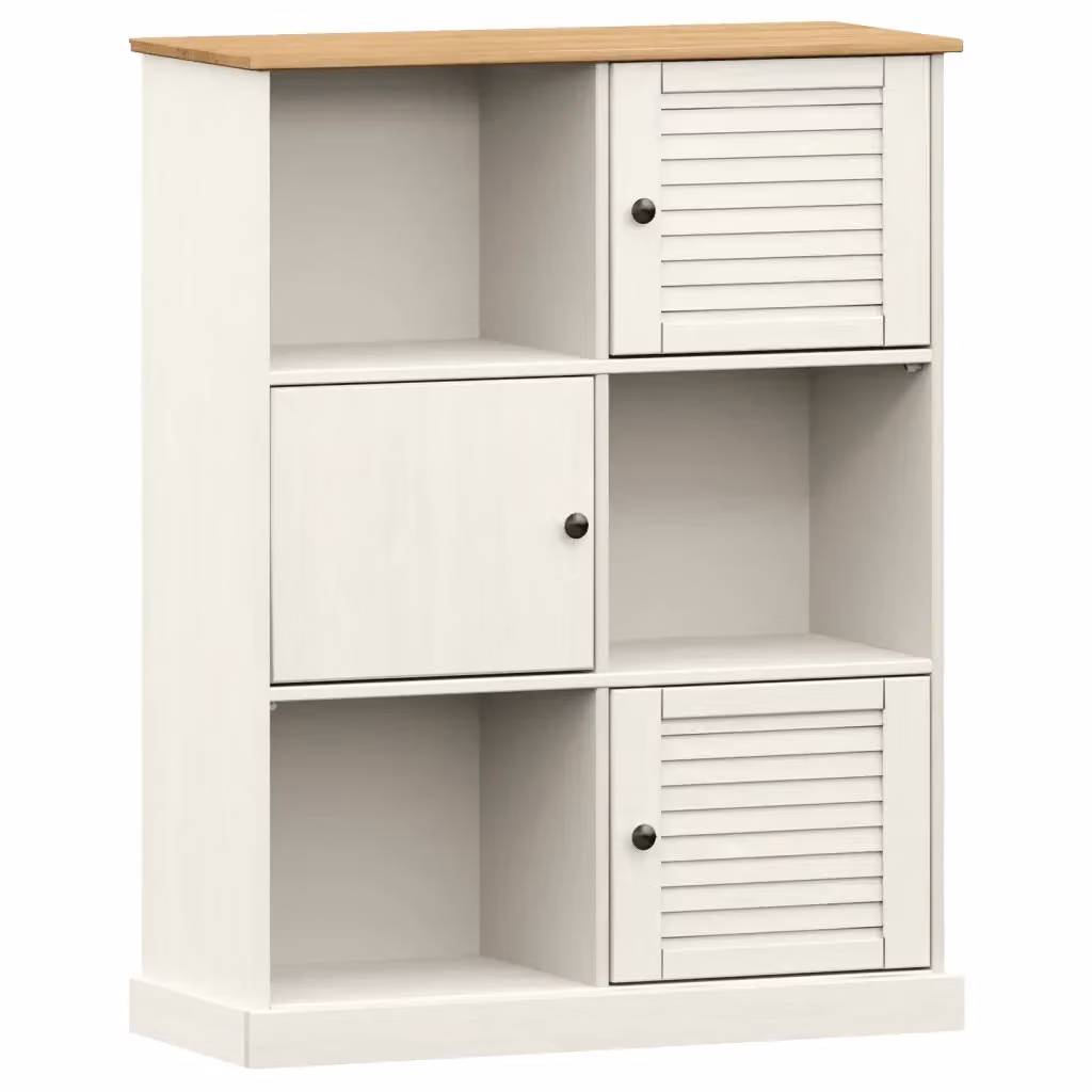 Libreria a parete vidaXL in legno di pino bianco e metallo, stile rustico, L: 90 cm, P: 35 cm, H: 114,5 cm – 2