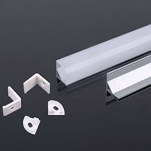 Profilo in Alluminio Angolare Colore Bianco per Strip LED (Max l: 10,5mm) 2000 x 15,8mm