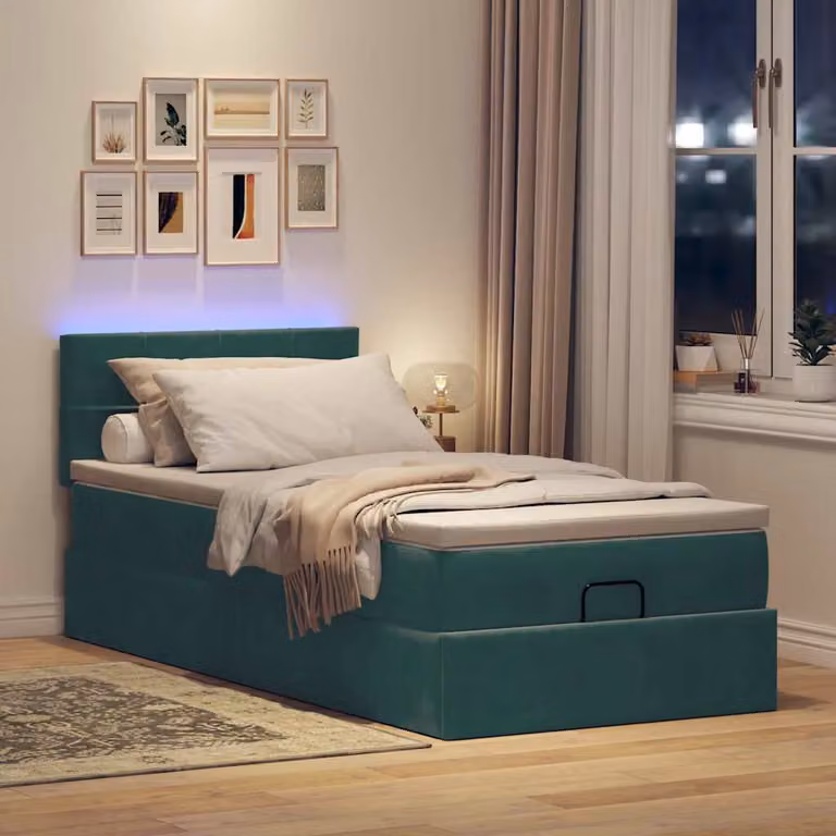 Maison Exclusive - Pouf Letto con Materasso e LED Verde Scuro 90x200cm in Velluto