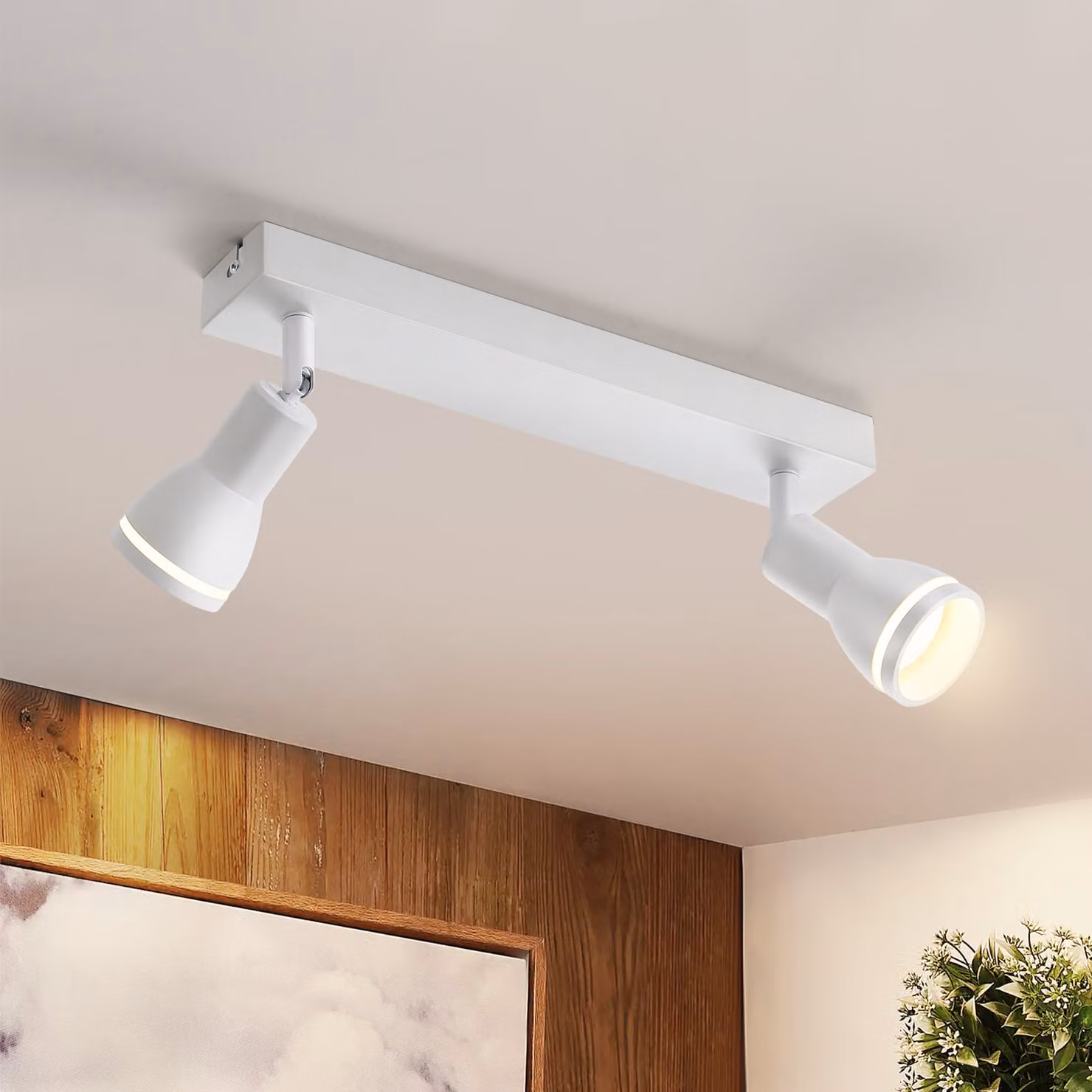 ZMH LED plafoniera bianca 2 fiamme plafoniera GU10 orientabile faretto da parete interno metallo per corridoio soggiorno cucina camera da letto senza lampadina