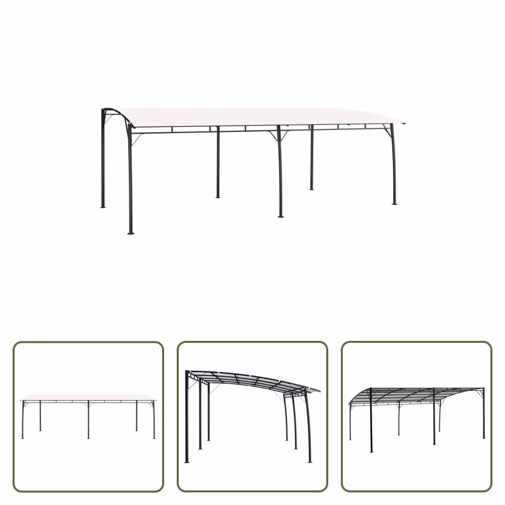 The Living Store Protezione solare da giardino 6x3x2,55 m Bianco crema