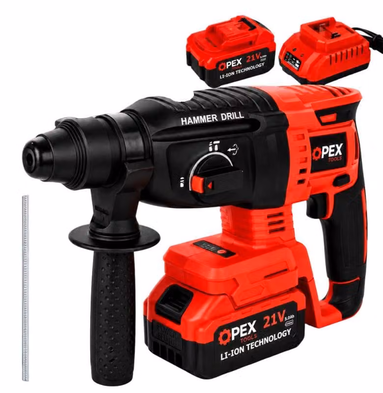 Verk 28008: Trapano avvitatore a percussione SDS+ da 21V - 2 batterie da 3 Ah agli ioni di litio, fornito in valigetta