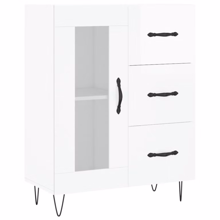 Credenza 69,5x34x90 cm in Legno Multistrato Bianco Lucido