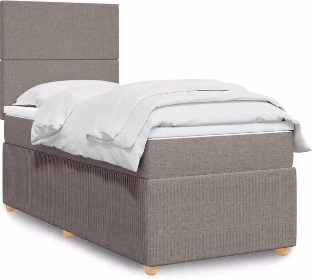 Letto con Giroletto a Molle e Materasso Ibrido vidaXL, Colore Grigio e Beige, L/P: 80 x 200 cm