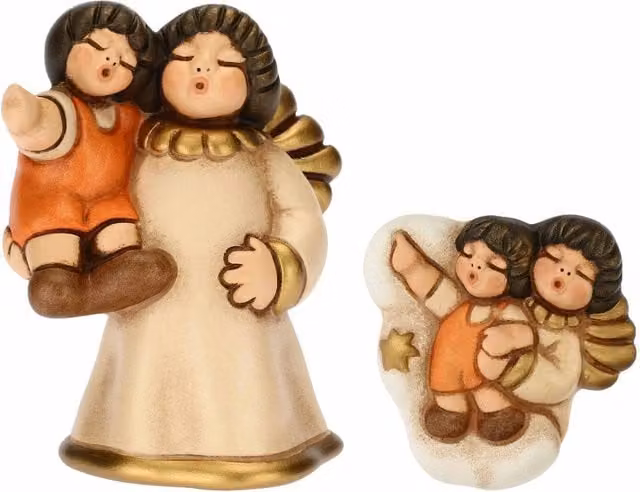 Thun Angelo con bambino magnete ceramica beige