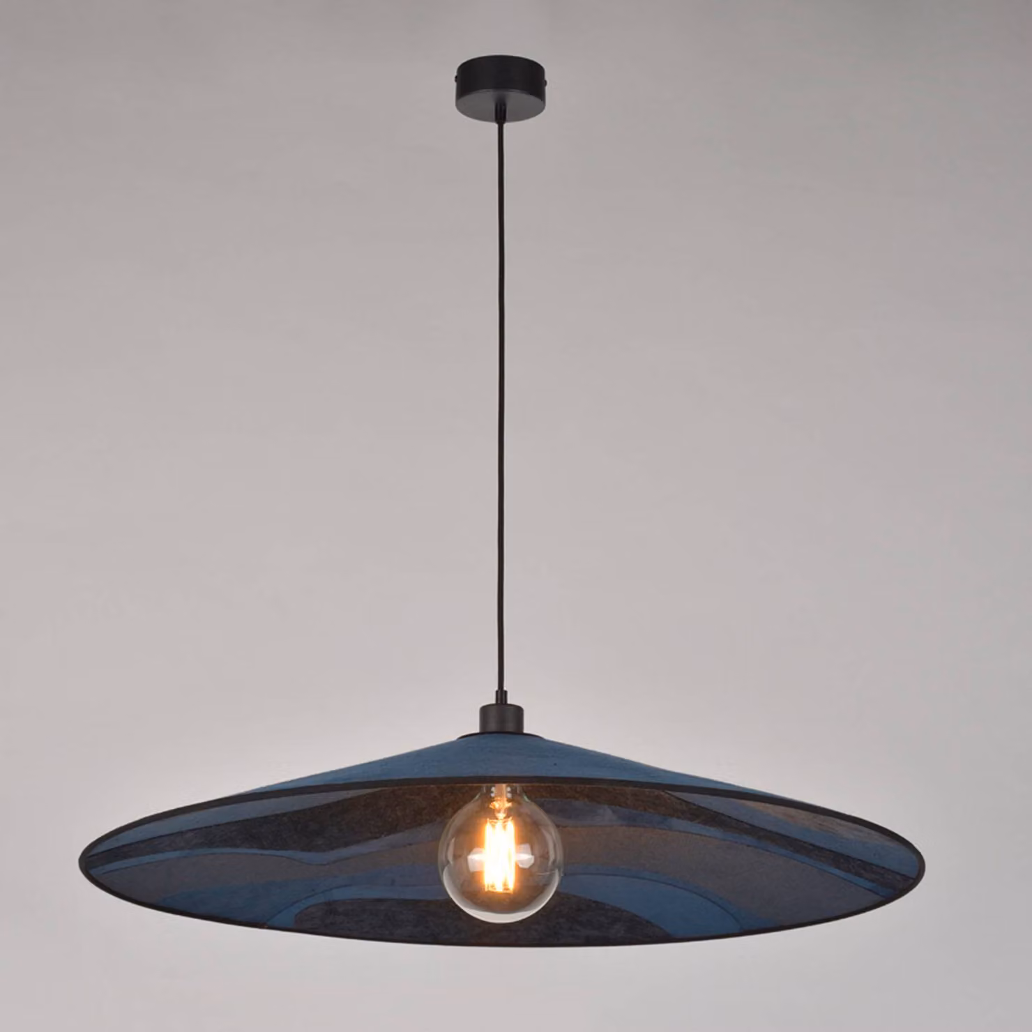 MARKET SET Lampada a sospensione Sonia Laudet, dimmerabile, Blu, Soggiorno / Sala da pranzo, Tessuto / Stoffa / Seta, Design, Lampada a sospensione