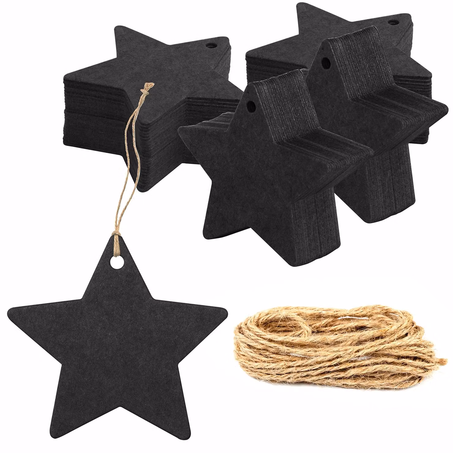 200 etichette a forma di timone, in cartoncino resistente, colore nero, dimensioni 6 cm, con cordoncino in iuta
