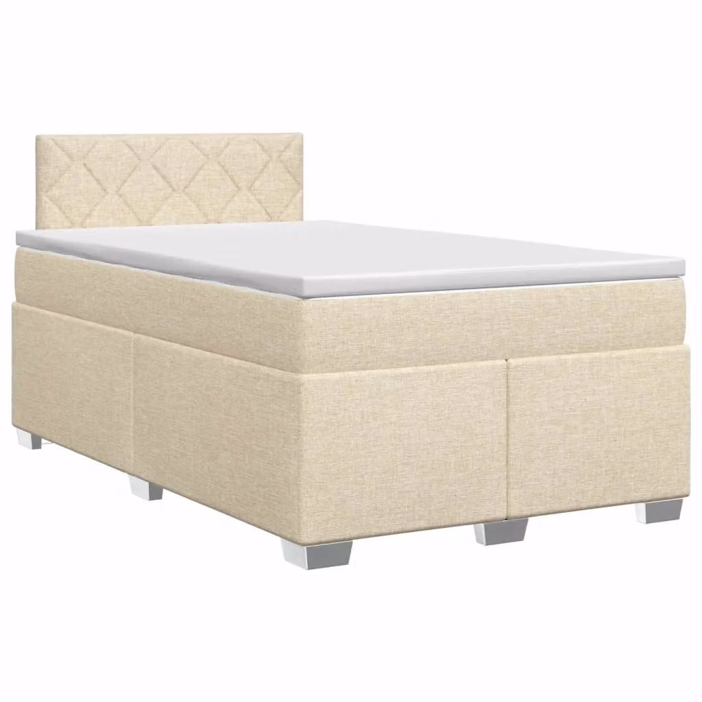 Letto box spring con materasso ibrido vidaXL in tessuto beige e bianco L/P: 120 x 200 cm – 2