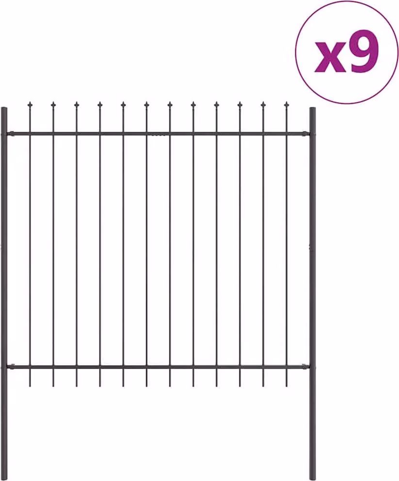 Recinzione per Giardino 9 pcs Grigio 15,3 x 1,5 m