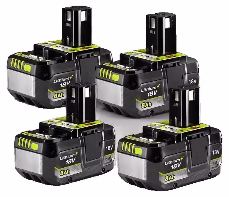 Batterie di ricambio, 18V, agli ioni di litio, capacità 8000mAh, confezione da 4 batterie da 8.0Ah