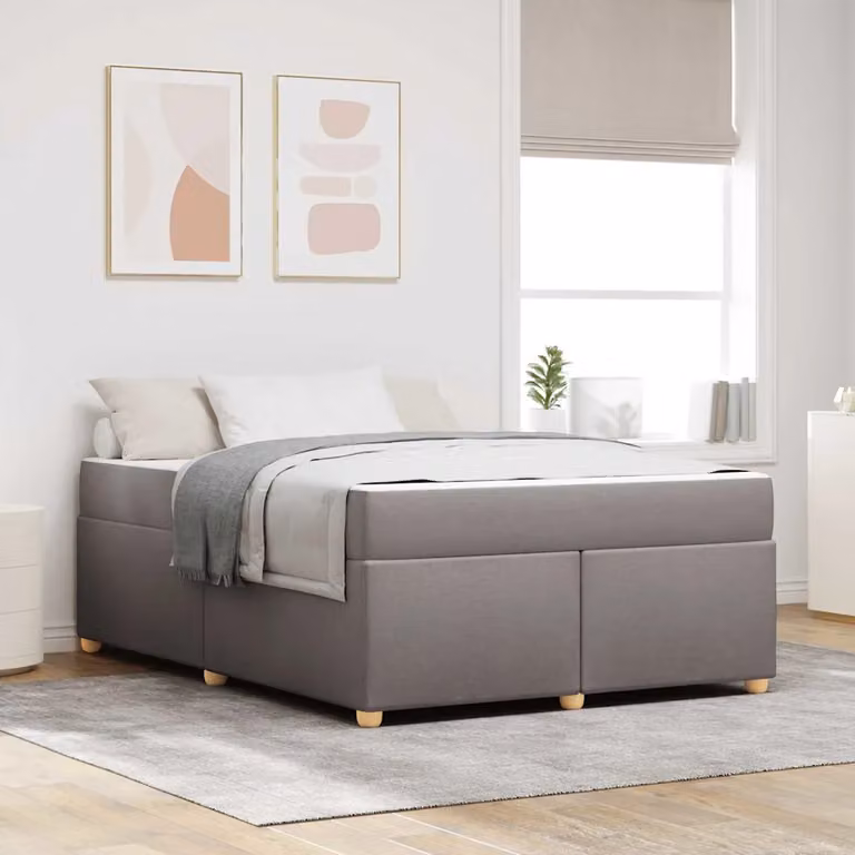 Struttura del letto Talpa vidaXL in tessuto beige o grigio, L/P/H: 140 x 200 x 66 cm