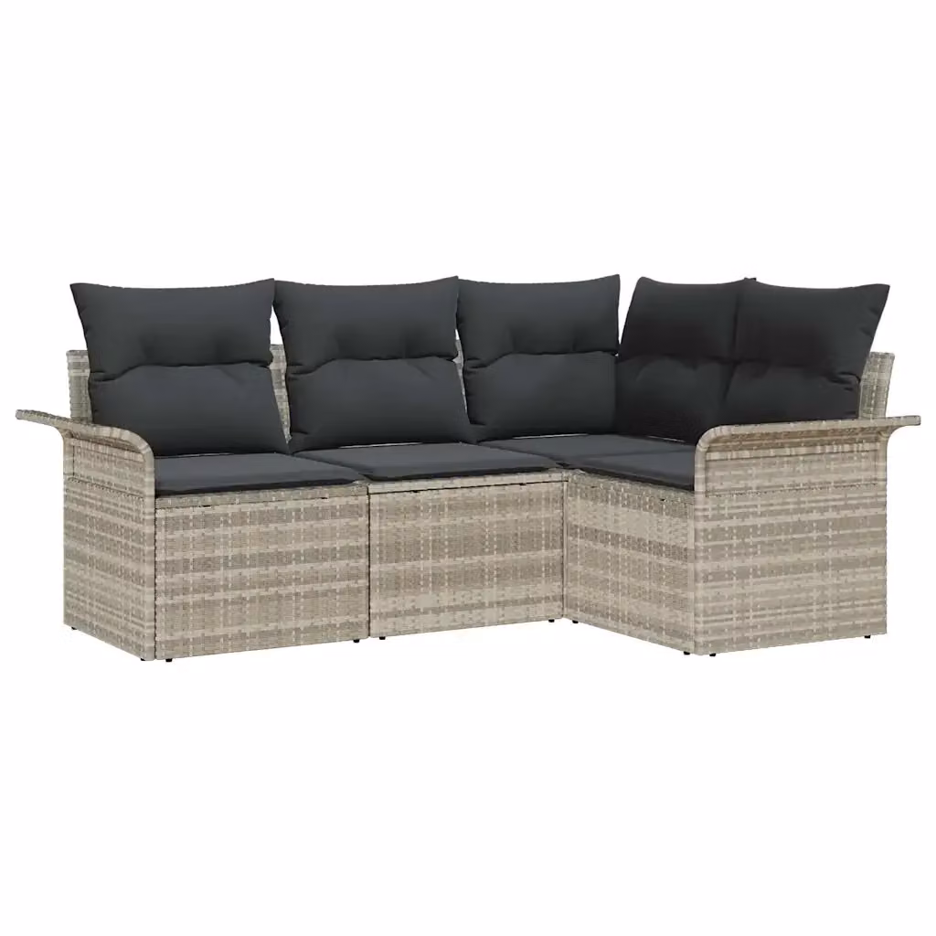 Set Divano da Giardino a L vidaXL Grigio con Cuscini e Struttura in Metallo e Polyrattan – 2