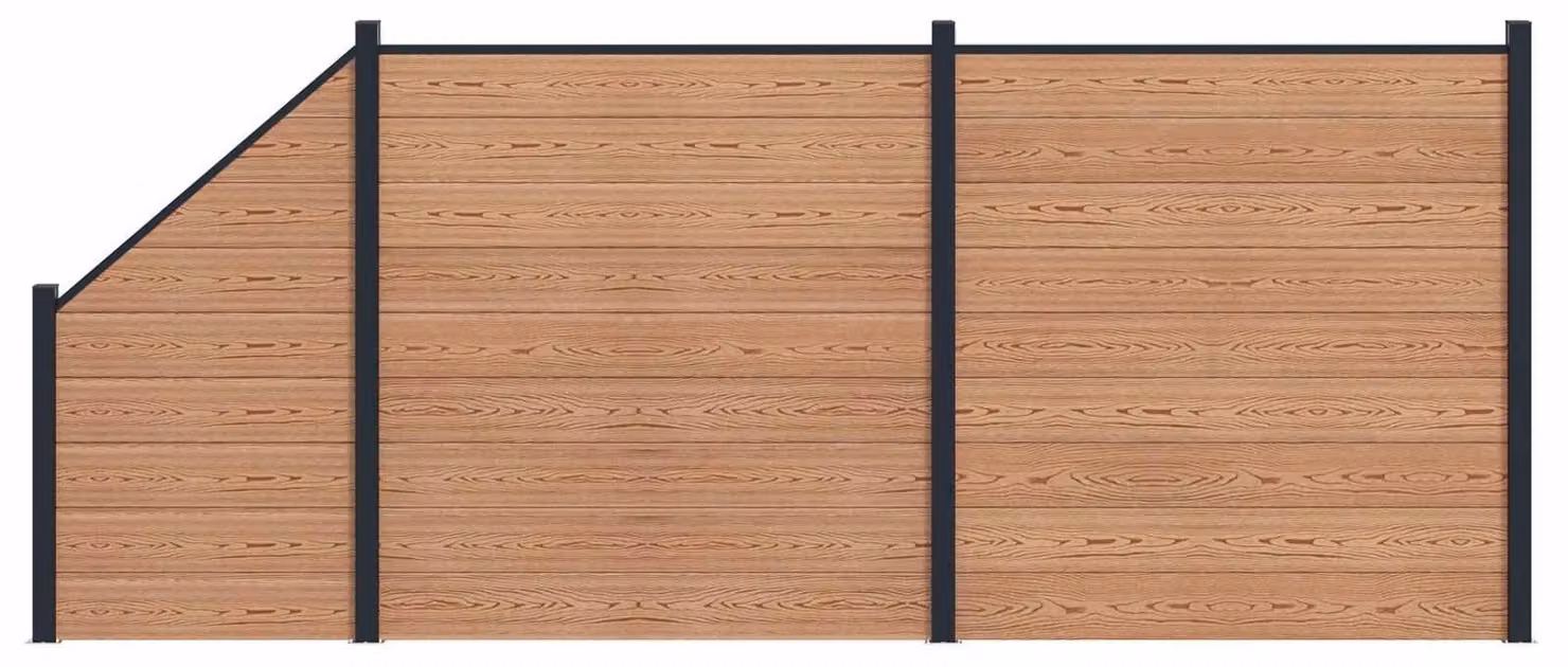 Pannello di Recinzione 3 pcs WPC e Alluminio Marrone