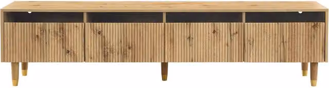 Mobile TV moderno GL Store in legno e metallo marrone con 4 cassetti e passacavi, L: 178 cm, P: 35 cm, H: 45 cm