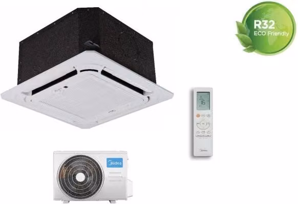 Condizionatore a cassetta 4 vie Midea MCA3U-12HRFNX da 12000 BTU, Classe Energetica A++, Colore Bianco, L/P: 57 x 57 cm, con Wi-Fi opzionale
