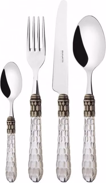 CRISTALLO Ghiera Argento Anticato, Posate Set 24 Pz, Scatola Colore: Trasparente